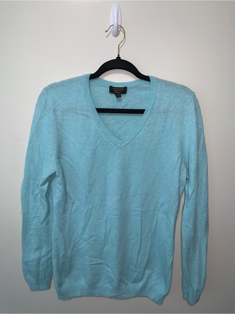 Charter Club Light Blue V-Neck Cashmere Sweater